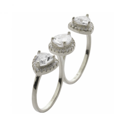 cubic zirconia double ring 2