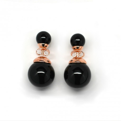 black double pearl earrings 3