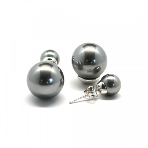 gray double pearl earrings 1