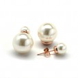 cream white double pearl earrings 1