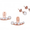Miss Mozart Stainless Steel Crescent Pearl Ear Jackets _7861