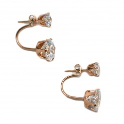 Pink Gold Plated Double Stone Ear Jackets3