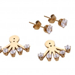 stainless steel 5 rhinestone ear jackets 3