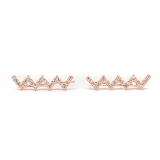 Zig Zag Ear Climbers Silver