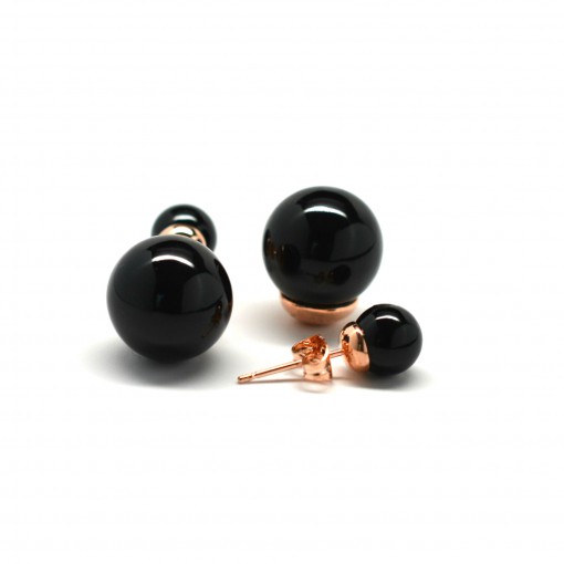 black double pearl earrings 1