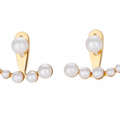 Miss Mozart Stainless Steel Crescent Pearl Ear Jackets _7854