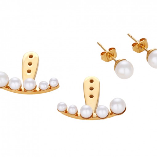 Freshwater Pearl Earring Jackets | Real Pearl Earrings | Pearl Stud Earrings  in 14K Gold Plated – Huge Tomato