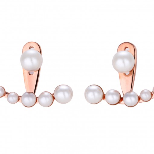Miss Mozart Stainless Steel Crescent Pearl Ear Jackets _7859