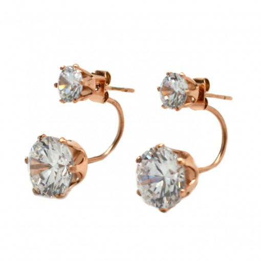 Pink Gold Plated Double Stone Ear Jackets2